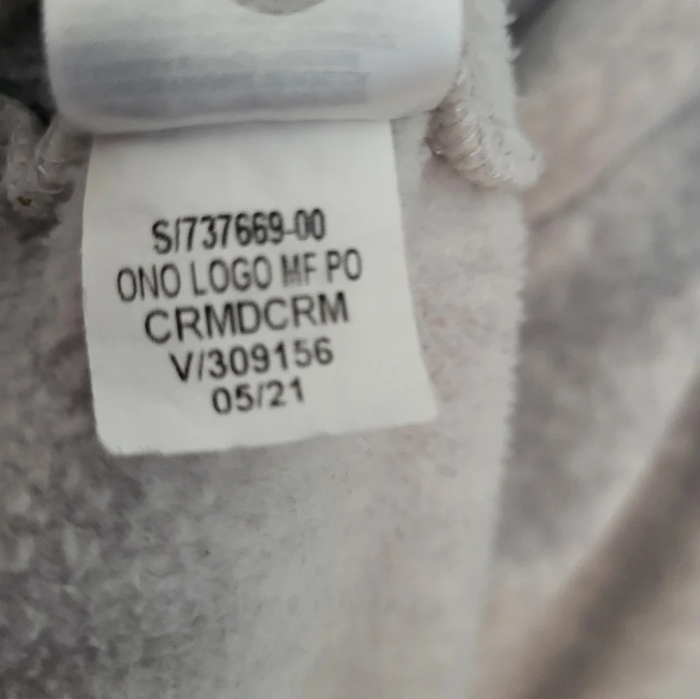 Old Navy Men Medium Logo‎ Fleece Hoodie Sweatshirt Embroidered Gray Cream Pocket